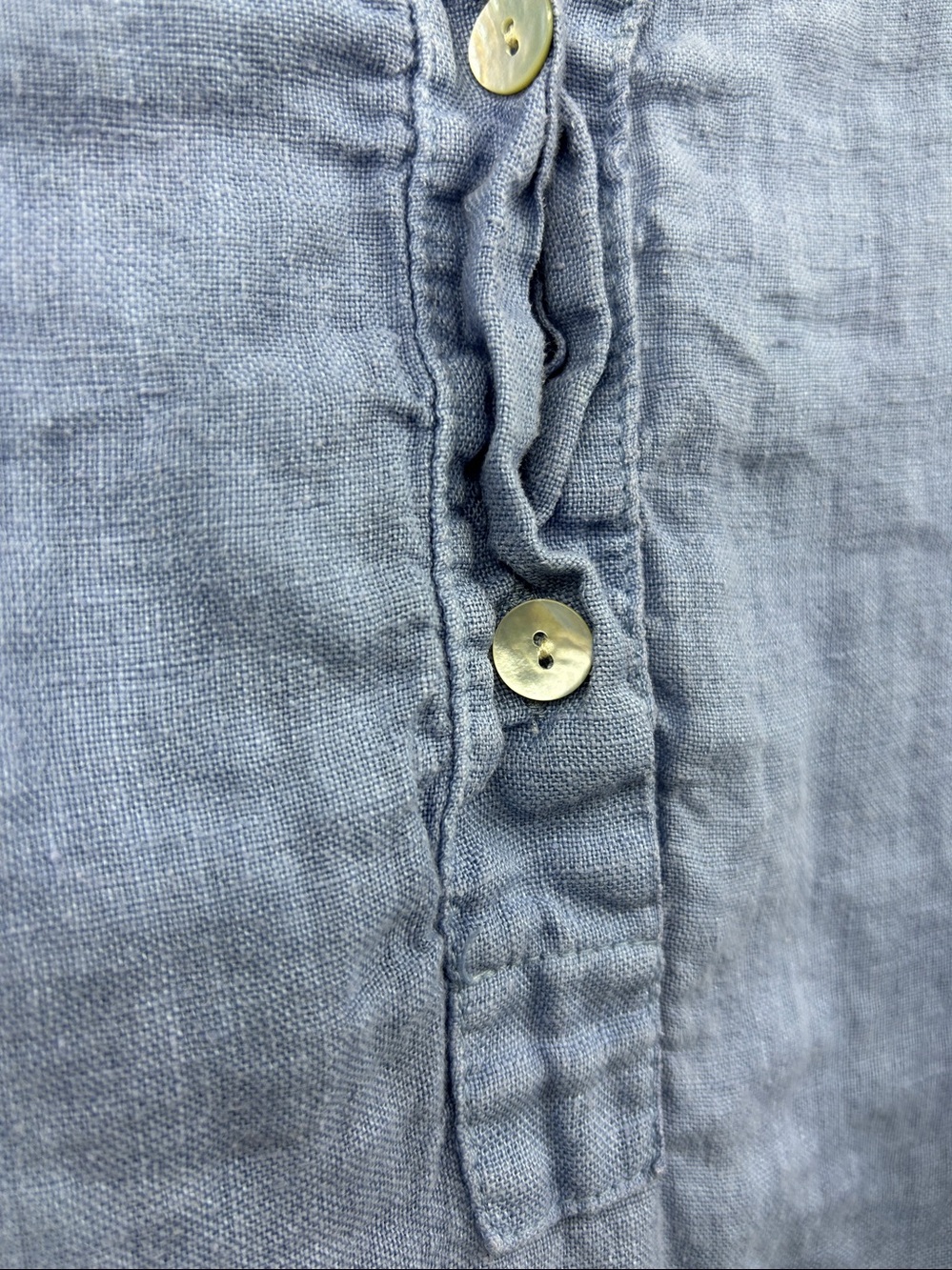 Made in Italy 100% Blue Linen Dress High Slits Pockets Size M - Picture 8 of 11